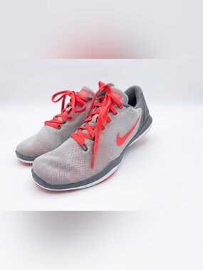 Nike Flex Supreme TR 5 Girls Sneakers Grey Hot Pink Orange Size 4.5Y